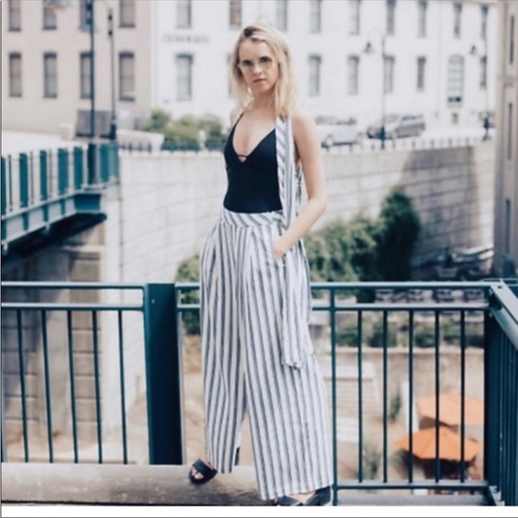 Free People Tuxedo Stripe Pant/Top Suit - L - Picture 2 of 12